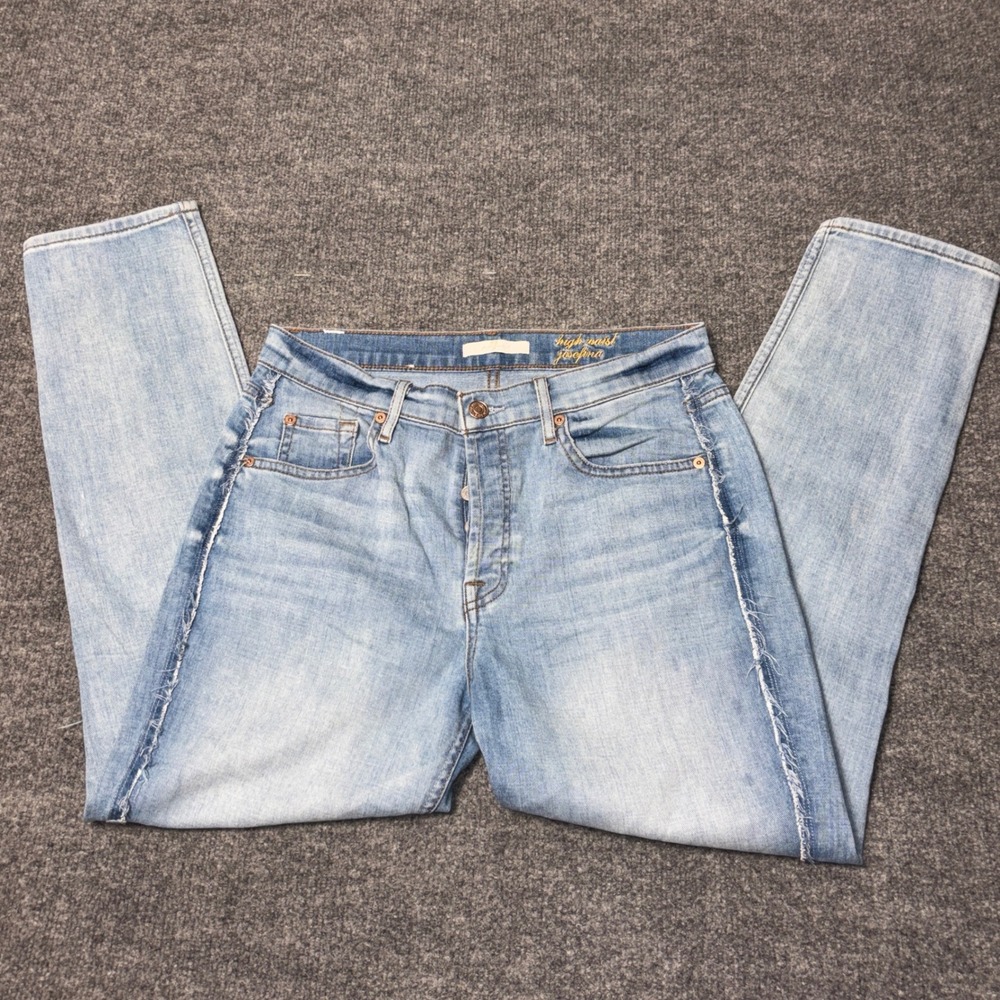7 For All Mankind Josefina High Waist Boyfriend Jeans Womens 27 Blue Button Fly